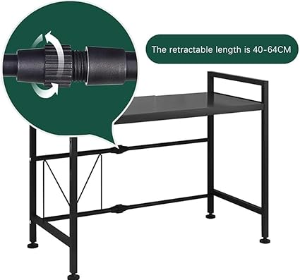 2-Tier Adjustable Microwave Oven Rack With 3 Hooks