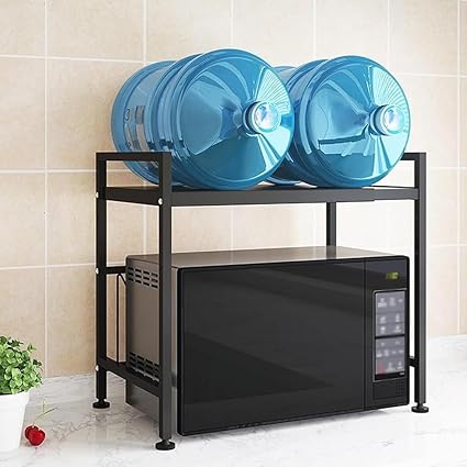 2-Tier Adjustable Microwave Oven Rack With 3 Hooks